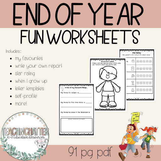 endofyearfunworksheets teachnchatter