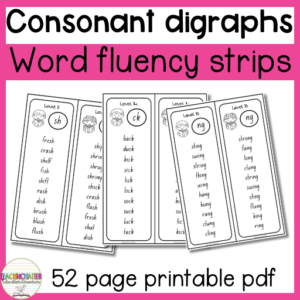 consonant digraph fluency strips